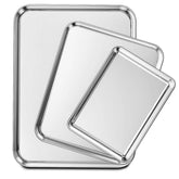 Wildone baking sheet set of 3, versatile for baking and roasting with durable stainless steel.