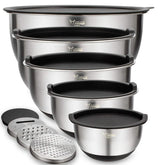 Wildone mixing bowls with airtight lids 5pc set shown for organized prep and storage.