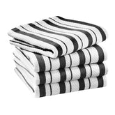 Williams-Sonoma Classic Striped Towels jet black folded, ideal for daily kitchen drying tasks.