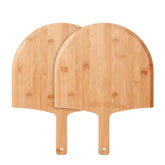 Willowdale wood pizza peel closeup highlights bamboo texture for easy pizza transfer and durability.