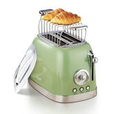 Wiltal Green Retro Toaster with wide slots ideal for bagels and thick bread.