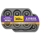 Wilton Gold donut pan set top view showing 12 cavities for even baking