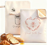 WiNDANCE bread bag open, beeswax lining visible, breathable fabric preserves crust and crumb texture.