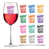 Wine Wear 12pc New Year decal on glass provides reusable markers for quick party labeling.