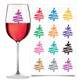 Wine Wear drink markers 12pc sheet for festive glass labeling and reuse.