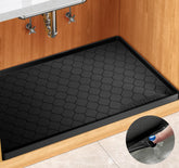 Winisok under-sink mat with raised edge prevents leaks in cabinets.