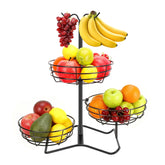 Winmien 3-tier basket with banana hooks on kitchen counter for easy access to fruit