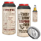 Winorax Stepdad Can Cooler shows 16oz capacity for cans and bottles on the go.