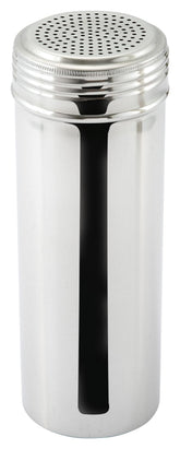 Winware 22oz stainless dredge for even salt and pepper seasoning in professional kitchens