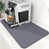 WISELIFE coffee mat 12x19-grey keeps countertops clean from spills.