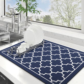 WISELIFE dish drying mat blue absorbent surface for quick counter drying.