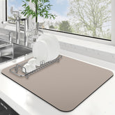 WISELIFE dish drying mat close-up showing quick-absorbent fibers that keep counters dry.