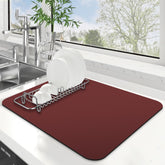 WISELIFE dish drying mat in red absorbs moisture quickly on a 15x18 surface