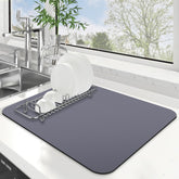 WISELIFE dish drying mat demonstrates high absorbency keeping counters dry.