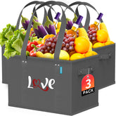 WISELIFE grocery bag standing upright for effortless loading and unloading.