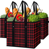 WISELIFE 3-pack reusable bags fold flat for compact storage.