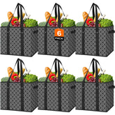 WISELIFE 6-pack reusable grocery bags for durable, eco-friendly shopping.
