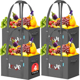 WISELIFE reusable grocery bags with stand-up design for easy loading and organized shopping.