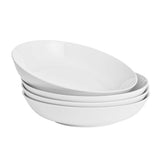 WishDeco White Pasta Bowls Set of 4, glossy bowls ideal for pasta and salads