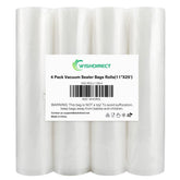 WishDirect vacuum sealer bags roll 11 by 25 inches for long term storage and sous vide prep.