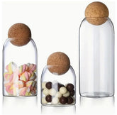 Wisifayardin glass jar with wood ball lid for airtight dry storage