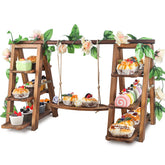 Wisreach wooden 3-tier cupcake stand with swing for elegant party displays.