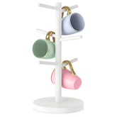 Wisuce Bamboo Mug Holder Tree with thick base securely supports six mugs.