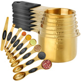 Wisvenio gold magnetic measuring cups set 16-piece—neat nesting for organized storage
