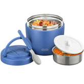 wiwens Thermo Food Jar blue exterior keeps meals hot on the go.