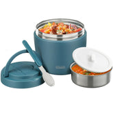 wiwens Thermo Food Jar side view in lake blue, keeping meals warm on the go.