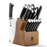 WIZEKA Crown Series knife block with an 8-inch chef knife for precise prep