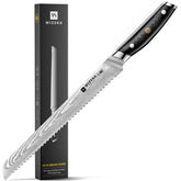 WIZEKA Damascus bread knife blade for ultra sharp crust cuts