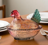 WKHOKI glass hen on nest candy dish with lid for snacks and desserts