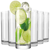 Wlasss 16oz crystal highball glasses front view for cocktails and water