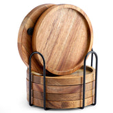 WLWNWFT acacia wood coaster with lip to contain spills.