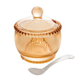WOLFF Pearl Crystal Beaded Sugar Bowl in amber on table for elegant sugar storage.