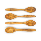 WONDERFUL 7-inch olive wood spoon, top view, showing natural grain for daily use