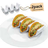 Woobud HolaTasty ceramic taco shell holder set keeps hard shells upright for easy serving.