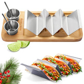 Woobud taco holder stand keeping tacos upright for tidy serving.