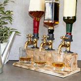 Wood Faucet Liquor Dispenser base shows handmade pine craftsmanship for rustic bars