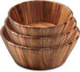Woodenhouse set of three wooden bowls for versatile serving and stylish table presentation.