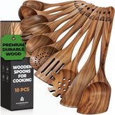 Woodenhouse 10pc teak utensil set – full view of durable kitchen tools