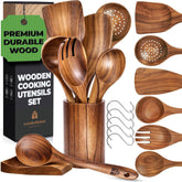 Woodenhouse teak spatula gliding on pan, gentle on non-stick cookware