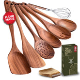 WOODLANDS USA teak utensil rest on counter to keep workspace organized