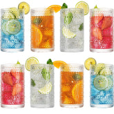 wookgreat embossed vintage highball glasses 12oz set for stylish entertaining