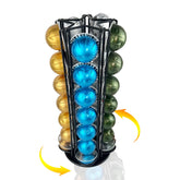 WORBIC coffee pod holder with rotating carousel for quick Vertuo pod selection.