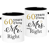 WOSIWULA 60-year anniversary mugs front view, perfect gift for couples.