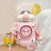 Woskailly pink front view bottle, highlighting cute design and portability.