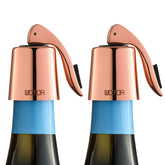 WOTOR rose gold stainless steel wine stopper, two-pack, sleek and reusable.