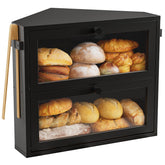 WOWLIVE corner bread box front view shows compact space-saving design for counters